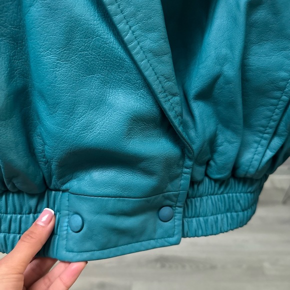 Danier - Vintage 80s Blue Leather Jacket - Picture 3 of 5